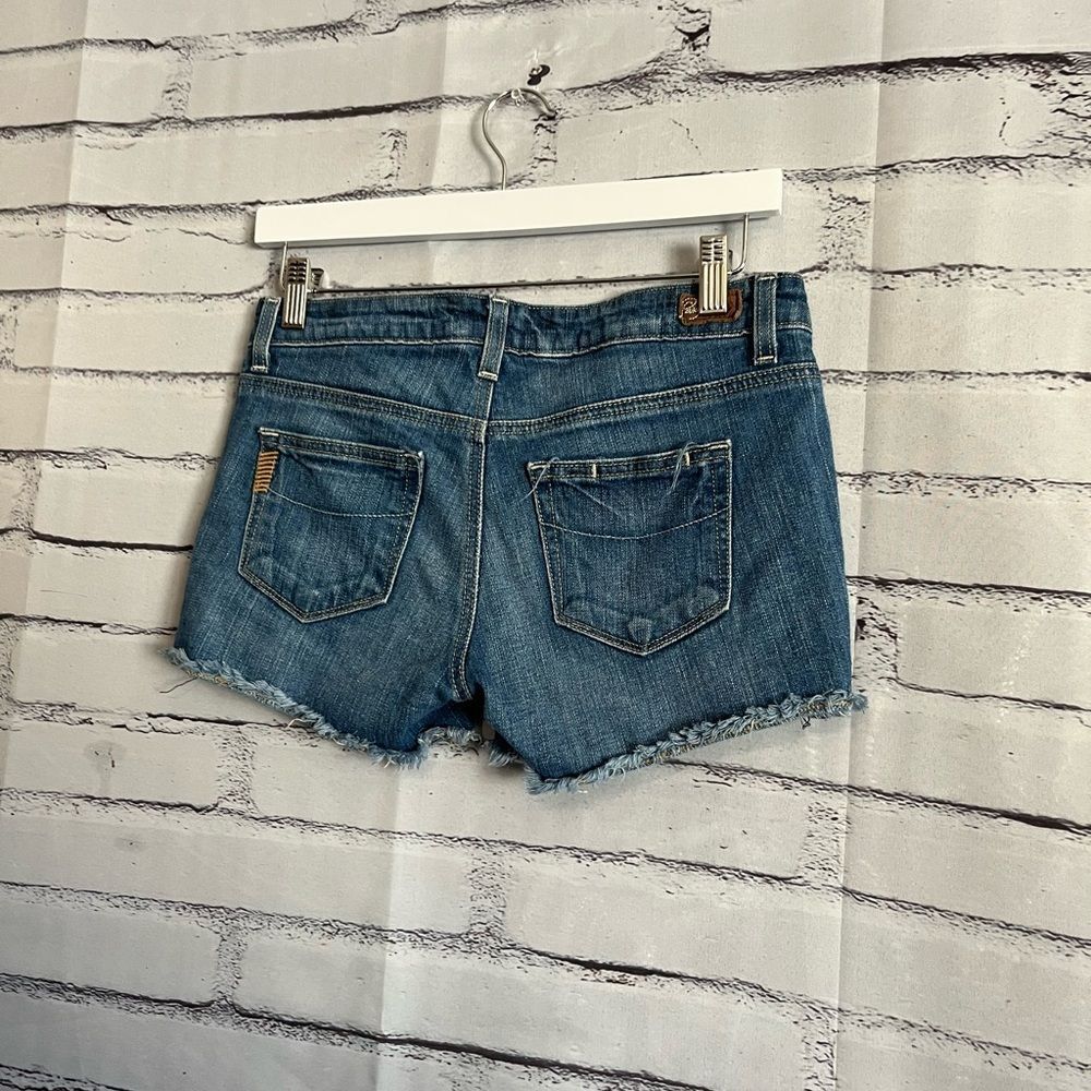 Paige Silver Lake High Rise Denim Cutoff Shorts Size 26 Y2K Blue Vintage Stretch - Picture 8 of 16